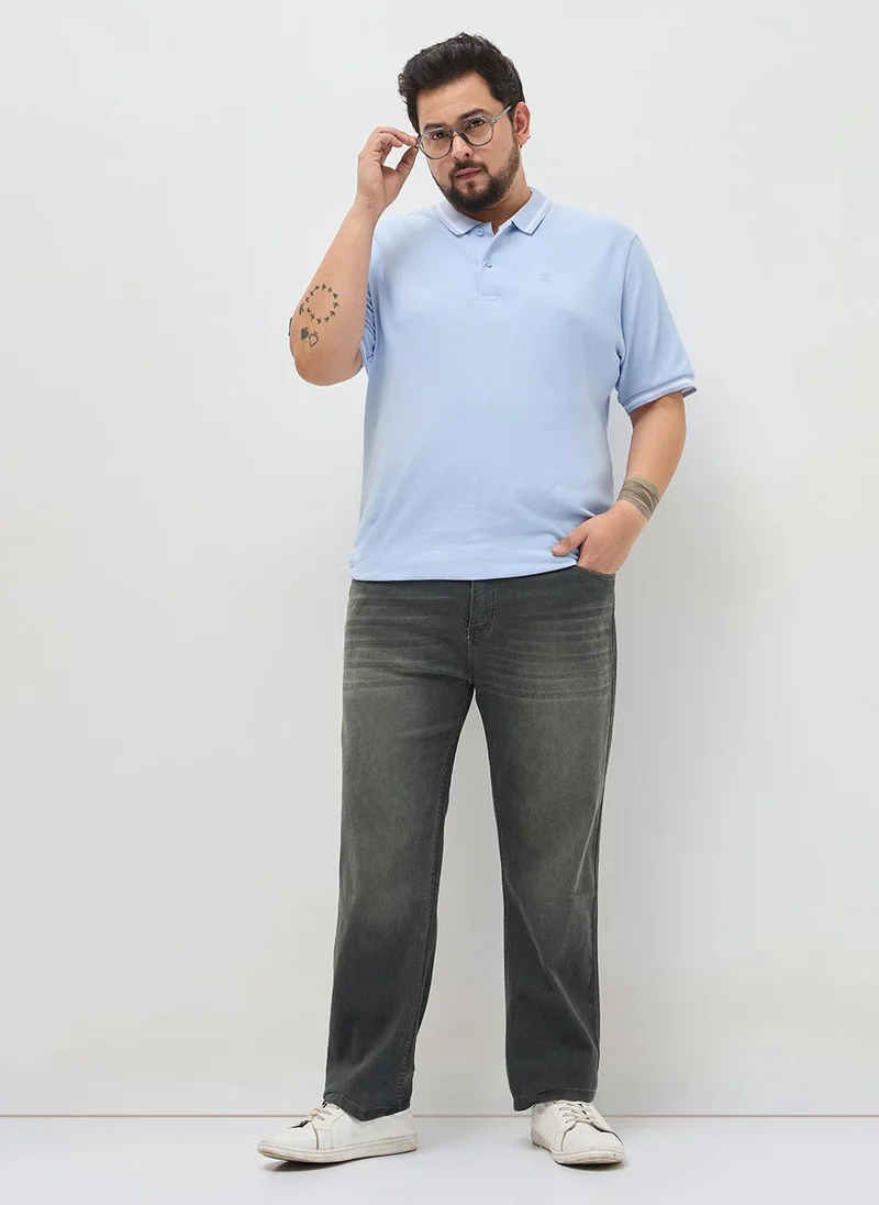 Urbano Fashion  Urbano Plus Men's Dark Grey Regular Fit Heavy Washed Denim Jeans Stretchable for Men | Best Price UAE